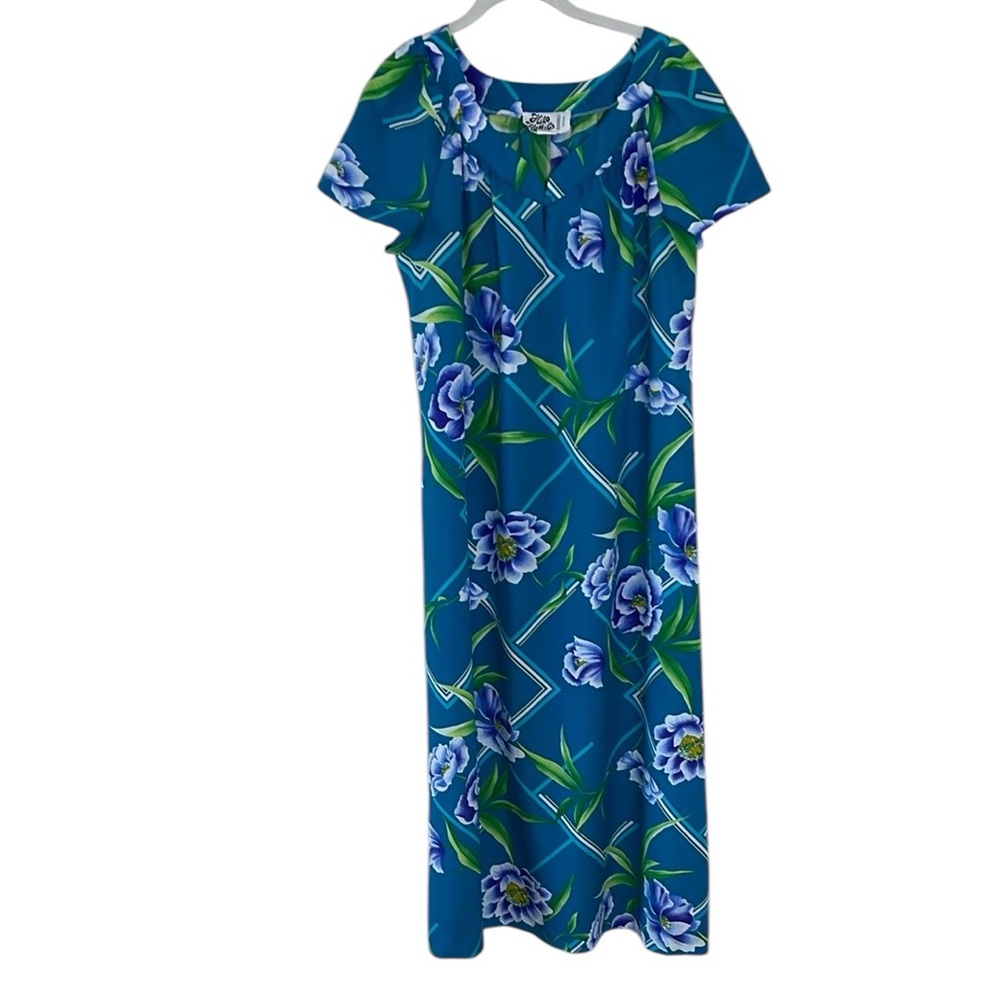Hilo Hattie’s Tropical Print Hawaiian Maxi Length MuMu Dress Sz XL